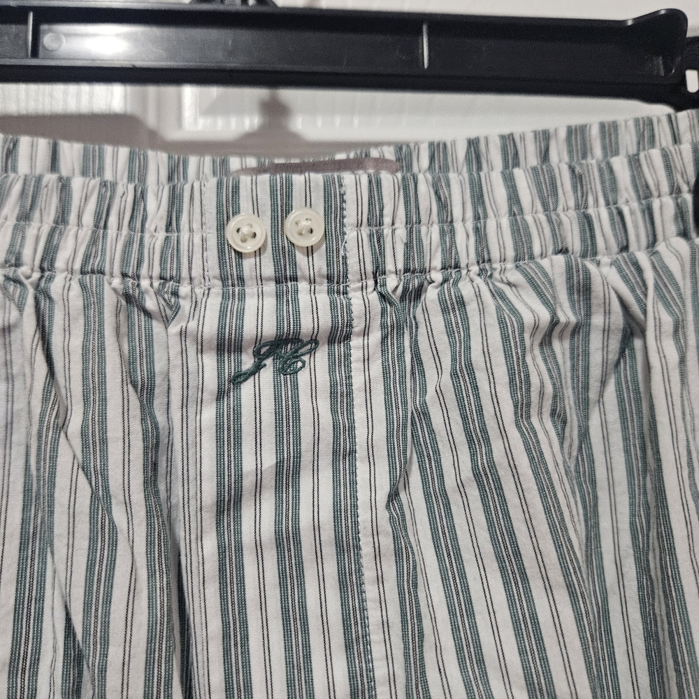 J. Crew 100% Cotton Green Striped Pajamas S - Picture 5 of 7